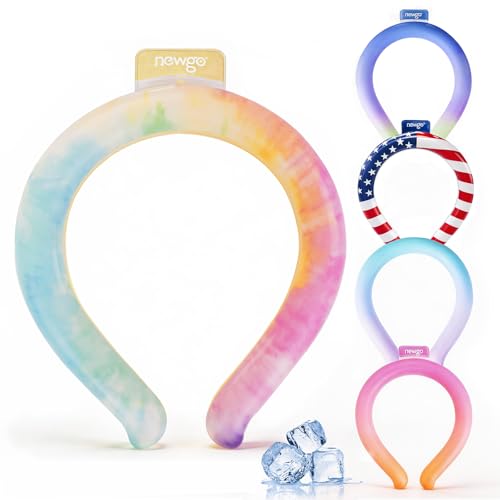 Image of NEWGO Neck Cooling Tube, Neck Cooler Wrap for Summer, Rainbow, 1 Pack | Hands-free Wearable Cooling, Reusable Ice Ring for Gardening, Menopause Hot Flashes, and Outdoor Sports
