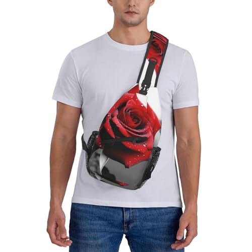 Mochila bandolera cruzada negra con diseño floral para senderismo miniatura 7
