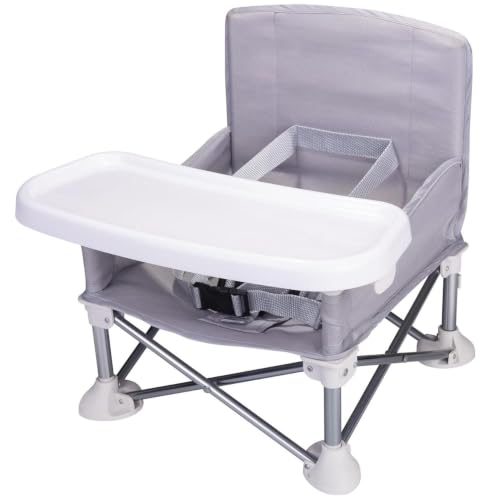 Image of Portable Baby Foldable High Chair with Detachable Feeding Tray, Kids Dining Booster Seat with Safety Belt, Lightweight Foldable Infant Feeding Chair for Home, Dining & Travel