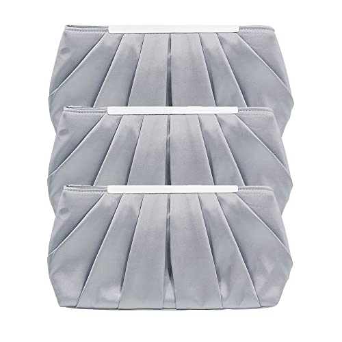 Pochette élégante pour femme en satin plissé gris idéal pour soirée chic et mariage