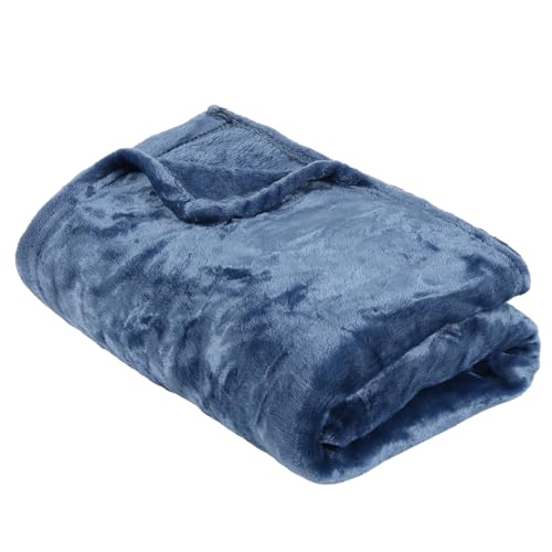 ASAB Soft Flannel Fleece Bed Throw Blanket Breathable Comfortable Washable Plush Throw for Sofa Armchair Cosy Lightweight Large Fluffy Blanket Warm Throw for Bedroom Couch 150 x 130cm (Light Blue)