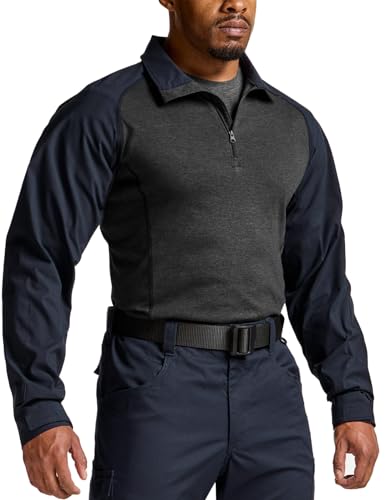 Image of CQR Men's Tactical Combat Shirt, 1 /4 Zip Long Sleeve Breathable Military BDU Training Top for Shooting, Hunting, Range Use