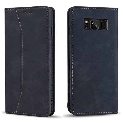 OKZone Cover per Samsung Galaxy S8, Custodia Flip Pelle Portafoglio Magnetica Libro [Slot Schede], Silicone TPU Bumper Wallet Supporto Cover, Antiurto [Kickstand] (Nero)
