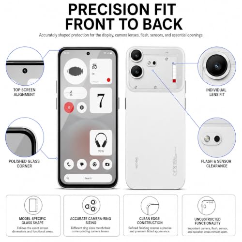 Image of ArmourPro Edge to Edge Tempered Glass for Nothing Phone (4b) with Silver Camera Ring Guard, 9H Screen Protector, Anti-Scratch, Anti-Fingerprint, Bubble-Free Installation Kit
