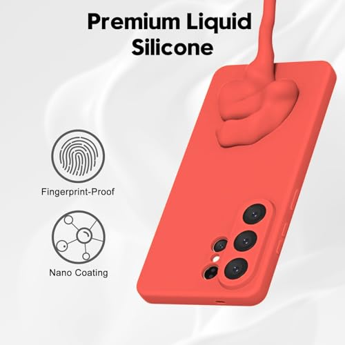 Image of DIZORO Microfiber Candy Case Compatible with Samsung S26 Ultra 5g Smooth Touch Cushion Liquid Soft Silicone Gel Rubber Phone Cases Non-Slip Full Body Protective Shockproof Back Cover (Orange)