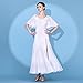 Yhhsgscr Short Sleeve Ballroom Big Swing Skirt High Split Party Dress for Women Tango Training Outfit Smooth Breathable,White,M