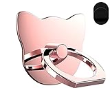 AIQAA All Metal Phone Grip Ring Stand Holder Car Mount for Smartphones - Cat Rose Gold