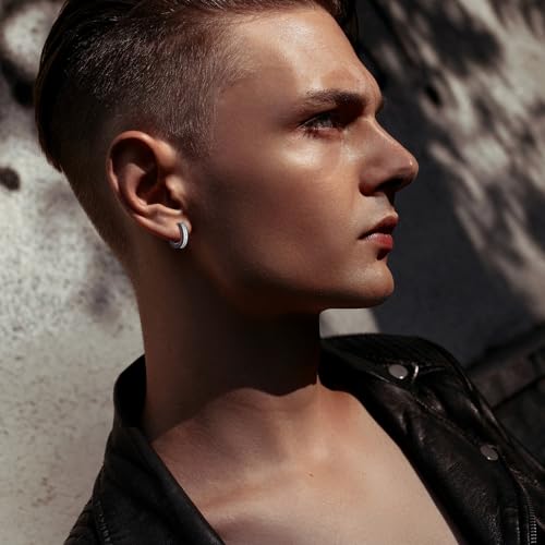 MEDWISE Unisex Viking Runes Hoop Earrings 925 Sterling Silver Hypoallergenic Punk Huggie Hoop Earring Jewelry Gifts with Delicate Packaging4