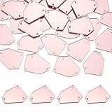QUARKZMAN 100pcs de Espejo Acrílico Irregular Con Agujeros Para Coser Cristales De Espejo Rhinestones Cuentas De Diamante Para DIY Vestido De Novia Ropa Bolsos Zapatos Decoración Rose Gold