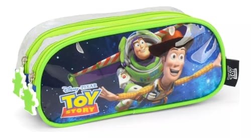 Estojo Escolar Duplo Toy Story 2 Ziper Verde/Azul - Luxcel