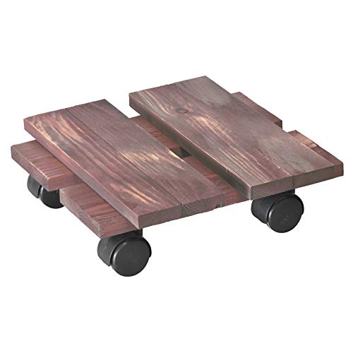 WAGNER Pflanzenroller LOFT Shabby CHIC 28 x 28 x 8 cm I Für den Innenbereich I Retro Blumenroller I Kübelroller Landhausstil aus FSC®-Massivholz, sägerau, Mauve lasiert I Tragkraft 100 kg-20085801