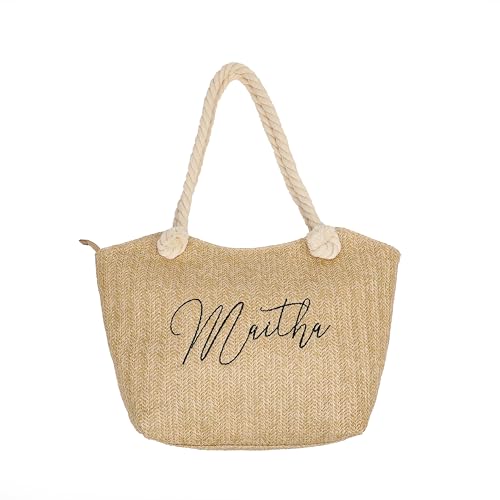 Personalized Straw Woven Tote Bags for Women, Custom Woven Hollow Bag with Embroidery Name, Present Bag Suitable for Wedding, Birthday, Beach, Holiday, Gift for Bridesmaid Women, Mom, Teacher, Friend