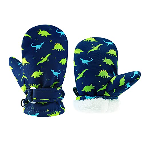 Image of BAVST Toddler Waterproof Mittens Fleece Lined Baby Boys Girls Winter Warm Glove Kids Snow Infant Ski Mitten for 3M-5T