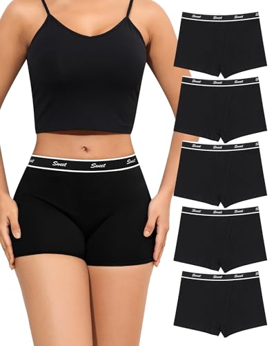 Levao Boxer Femme Coton Culotte Femme Coton Shorty Shorts Caleçons Femmes Anti Frottement sous Vetements Confortable Respirant Pantys Lot de 5