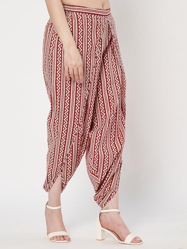 Image of 9rasa Women's Cotton Solid Harem Dhoti Pants for Casual FusionWear Workwear
