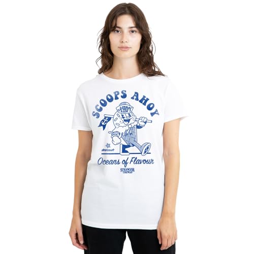 T-shirt Stranger Things Scoops Ahoy le cadeau idéal vintage blanc femme