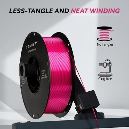 Image of PLA Filament 1.75mm, TINMORRY 3D Printer Filament, 1kg (2.2lbs), Compatible with Bambu FDM 3D Printer, Silk Rose Red