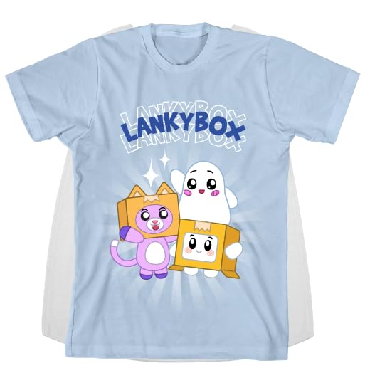 LankyBox Group Shot Youth Light Blue Crew Neck Short Sleeve Cosplay Tee With Ghosty Cape