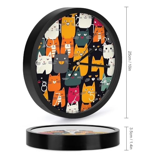 Horloge murale sans tic-tac motif chat, pendule de bureau anti-bruit - 3