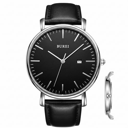 BUREI Men Watches Fashion Minimalist Waterproof Leather Watches for Men Women...
