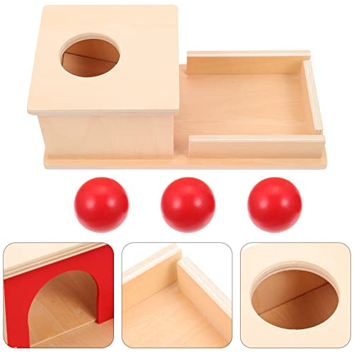 TOYANDONA Caixa de Permanência de Objeto de Madeira Com Bandeja 3 Bolas de Gota de Caixa Montessori