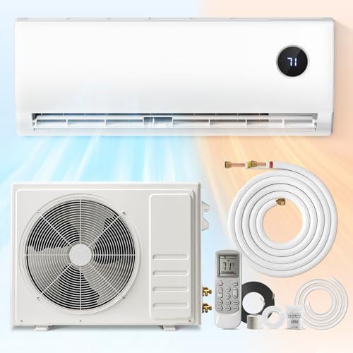 9000 BTU Mini Split AC Heating System, Climate Choice Ductless Mini Split Air Conditioner with with Heat Pump, Quiet Operation, All-In-One Kit, 24H Timer, 115V, 19 SEER2 Energy Efficient for 500 Sq.Ft
