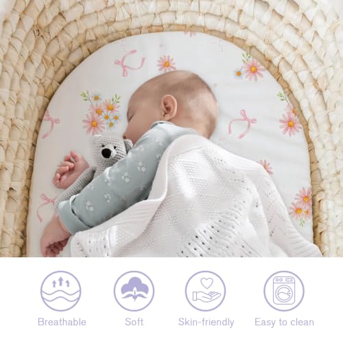 Image of Little Grape Land Bassinet Sheets for Baby Boys Girls 4 Pack (Daisies)