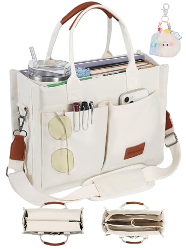 BECOJADDE Canvas Tote Bag with Zipper