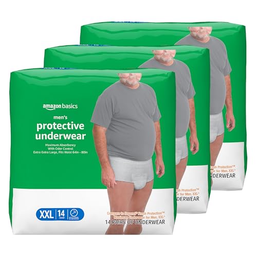 Amazon Basics Incontinence Underwear for Men, Maximum Absorbency, 2X-Large, 42 Count (3 Packs of 14)