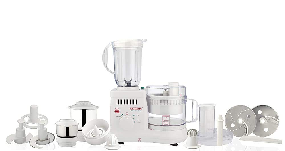 (Renewed) Signoraware Supreme Maxie Plus 10001 700-Watt Food Processor with 3 Jars (White)