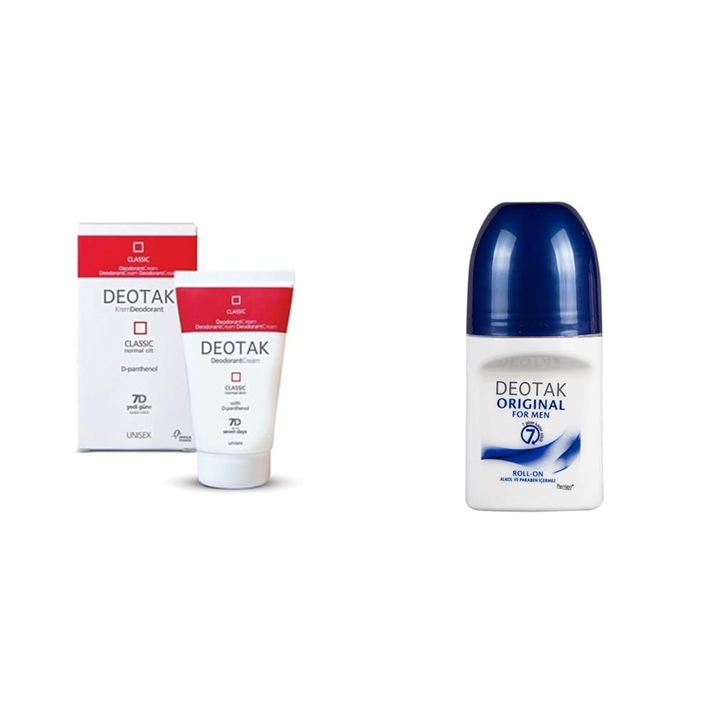 Deotak Normal Ciltler İçin Klasik Krem Deodorant (35 ml) x Deotak Erkekler için Original Roll-On Deodorant (35 ml)