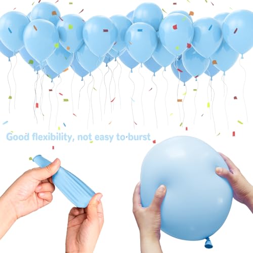 Image of Pastel Blue Latex Balloons 100 Pack 12 inch Light Blue Party Balloons Round Helium Baby Blue Balloons for Baby Shower Boys Birthday Gender Reveal Party Decoration