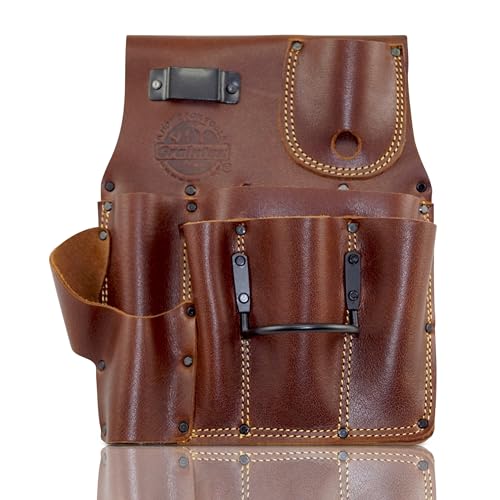 Graintex Drywall Pouch Right Handed Ambassador Series Chestnut Brown Color Top Grain Leather 1 Hammer Holder Drywall Tool Belt Framers Tool Pouch Construction Carpenter Electricians - AS2587