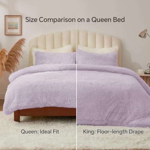 Image of BEDELITE Lavender Fluffy Comforter Set Queen, Fuzzy Faux Fur Comforter