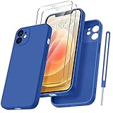 Qasyfanc Coque Protection Caméra pour iPhone 12 avec 2 Pièces Verre Trempé,  Housse de Protection Silicone Antichoc Doublure Microfibre Douce Ultra Fine Coque iPhone 12 6.1' - Bao Bleu