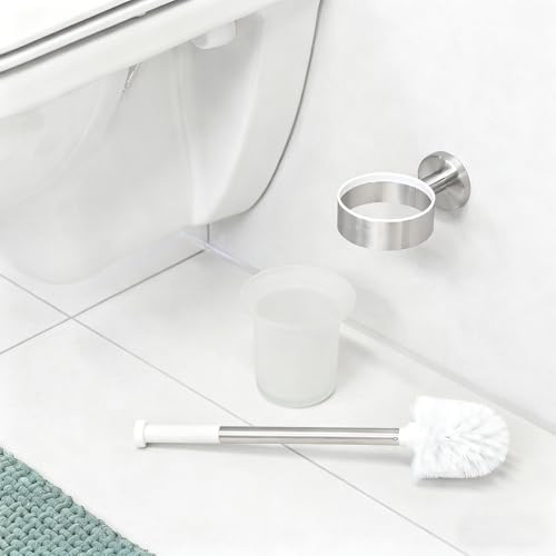 Foonary Klobürstenhalter, Toilettenbürstenhalter aus Glas Toilettenbürsten-Basisbecher, Foonary WC-Bürstenbecher Badezimmerzubehör, WC Bürste Ersatzhalter Milchglas Toilettenbürstenschale Ohne Bohren