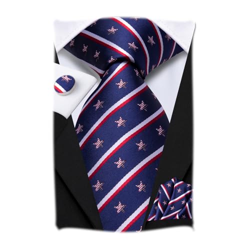 Image of Hi-Tie Men's Tie Sets Silk Paisley Striped Necktie Pocket Square Cuff-links Sets Wedding Business Holiday