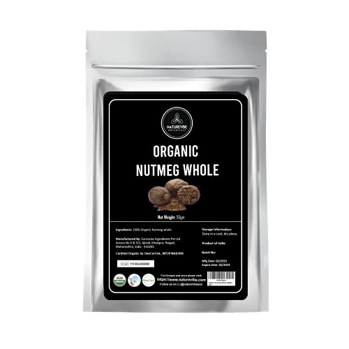 image for Naturevibe Botanicals Organic Nutmeg Whole 1.76oz (50gm) | Non-GMO and