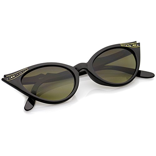 zeroUV 50s Vintage Cat Eye Sunglasses for Women UV400 Embellished with Rhinestones, Pinup Girl & Rockabilly Accessories 50mm2