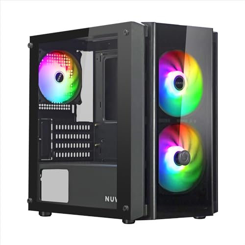 Migliori Case PC gaming Nuwo Blitz R28 Case Micro-ATX Mini-ITX per PC Desktop Office Mini Tower mATX 0.50MM SPCC, 3 Ventole FRGB, Frontale e Pannello Laterale in Vetro Temperato