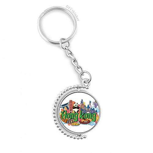 Llavero de panda para regalo, anillo giratorio con graffiti de Hong Kong estilo Pilgrim