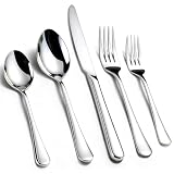 KIKCOIN 40 Pack Silverware Set for 8, Food-Grade Stainless Steel Flatware Set, Heavy Duty Mirror Polished Cutlery Utensils Set with Knives Spoons and Forks Set for Home Kitchen Restaurant Wedding