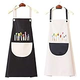 delantal escolar 【Diseño práctico】: Delantal infantil para niños y niñas con correa ajustable para el cuello y 2 bolsillos en los que se pueden guardar fácilmente pequeños utensilios de cocina y accesorios para hornear.
