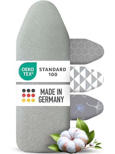 arteneur - Made in Germany Bügelbrettbezug 120x40 | Hitzereflektierend | Gummizug | OEKOTEX100 | 5 Größen | Polsterung | Bügelbrettbezug für Dampfbügeleisen | Bügeltischbezug M Silber