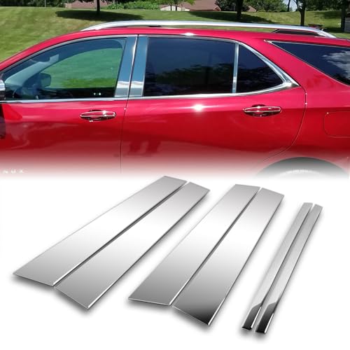 Stay-Tuned, Stainless Steel 6 Pieces Polished Chrome Door Pillar Trim Cover with Adhesive Tape, Compatible with 2018-2024 Chevy Equinox, Window Trim Moldings, Auto Replacements