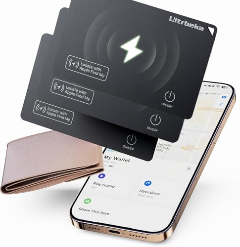 Image of Ultrbeka Rechargeable Ultra-Thin Wallet Tracker Card 0.094in IP68 Waterproof Bluetooth Tracker for Wallets, Passport, Work with Apple Find My, iOS Only [Apple MFi Certified]- 3pcs