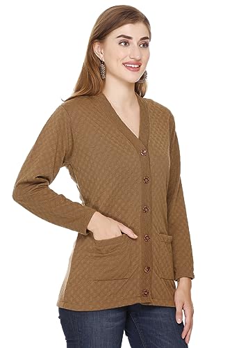 Image of URBANROCK Women Sweater for Winters Woolen Acrylic Full Sleeve V-Neck Cable Design Cardigan Sweater for Women Winter Woollen Stylish
