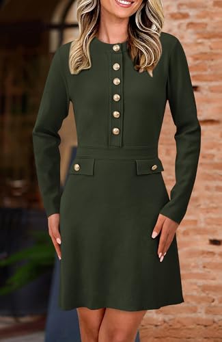 BTFBM Women Fall Dresses 2025 Casual Long Sleeve Bodycon Sweater Dress Decorative Button Formal Mini Dresses3