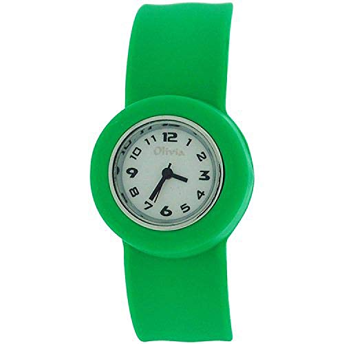 Olivia Kids Slap On Green Quartz Movement White