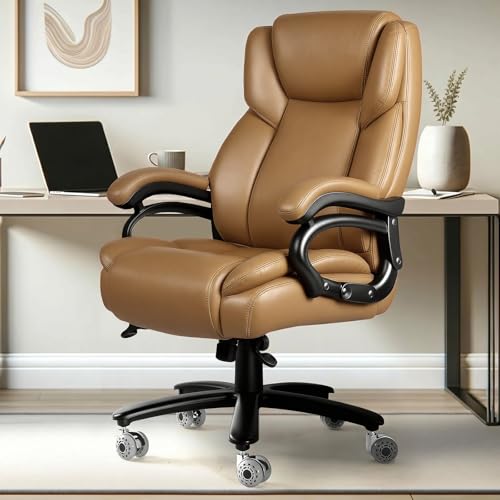 Image of Indulgear 500lbs Big and Tall Office Chair for Heavy People,Heavy Duty Comfy Office Chair,High Back Executive Computer Chair with Lumbar Support, Rubber Wheel